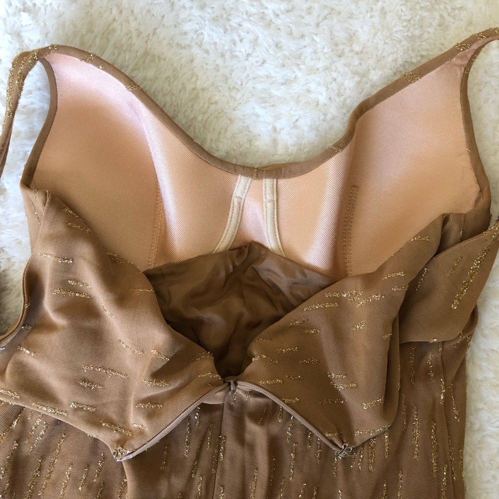 Fitted prom tan/gold dress full length - Picture 4 of 7